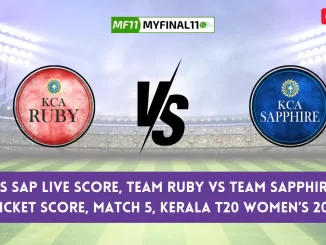 RUB vs SAP Live Score, Team Ruby vs Team Sapphire Live Cricket Score, Match 5, Kerala T20 Womens 2024