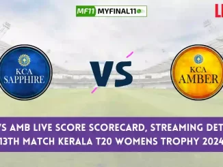 SAP vs AMB Live Score, Kerala T20 Womens Trophy 2024, Team Sapphire vs Team Amber Live Cricket Score & Commentary - Match 13