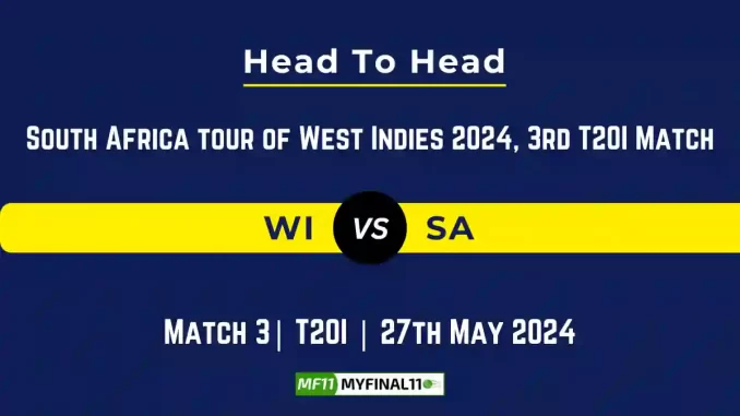WI vs SA Head to Head, WI vs SA player records, WI vs SA player Battle, and WI vs SA Player Stats, WI vs SA Top Batsmen & Top Bowlers records for the upcoming match of the South Africa tour of West Indies 2024, 3rd T20I Match, which will see West Indies taking on South Africa, in this article, we will check out the player statistics, Furthermore, Top Batsmen and top Bowlers, player records, and player records, including their head-to-head records