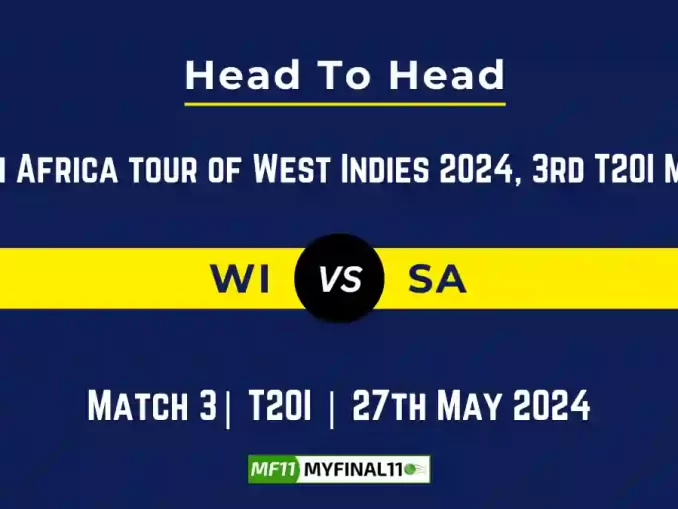 WI vs SA Head to Head, WI vs SA player records, WI vs SA player Battle, and WI vs SA Player Stats, WI vs SA Top Batsmen & Top Bowlers records for the upcoming match of the South Africa tour of West Indies 2024, 3rd T20I Match, which will see West Indies taking on South Africa, in this article, we will check out the player statistics, Furthermore, Top Batsmen and top Bowlers, player records, and player records, including their head-to-head records