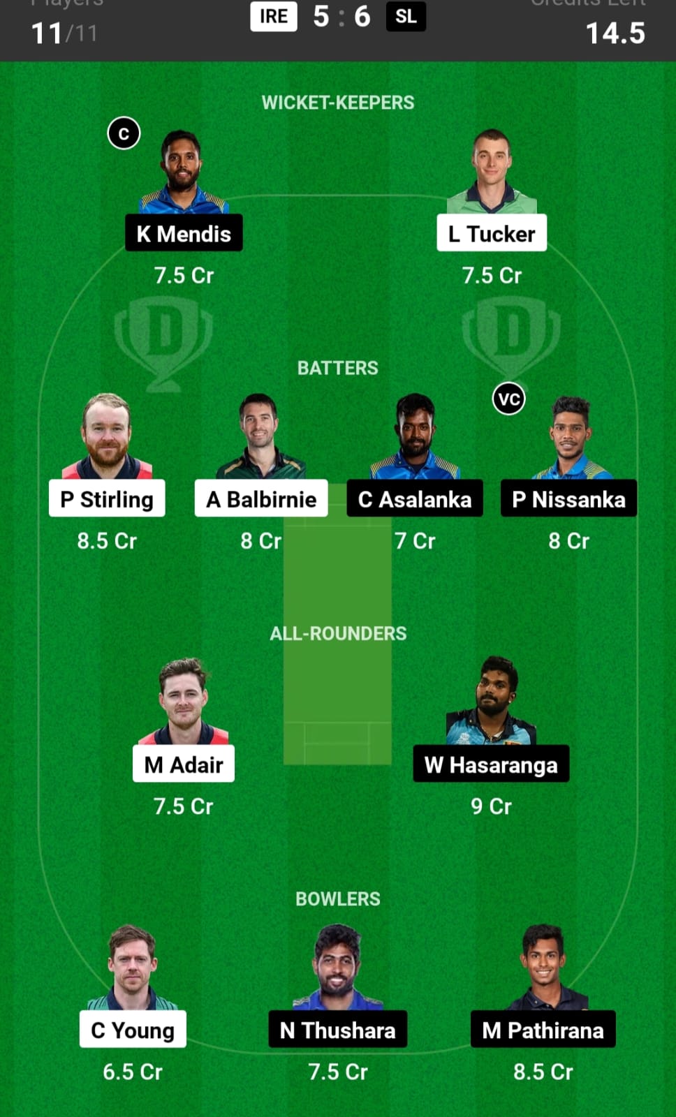 IRE vs SL Dream11 Team Prediction - Kusal Mendis & Pathum Nissanka will be the excellent option for C & VC