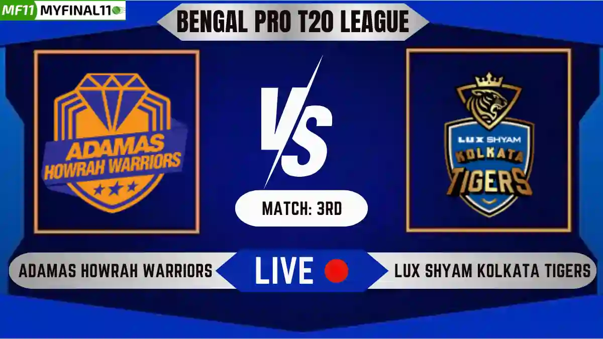 AHW vs LSKT Live Score, Bengal Pro T20 League, 2024, Adamas Howrah Warriors vs Lux Shyam Kolkata Tigers Live Cricket Score & Commentary - 3rd Match