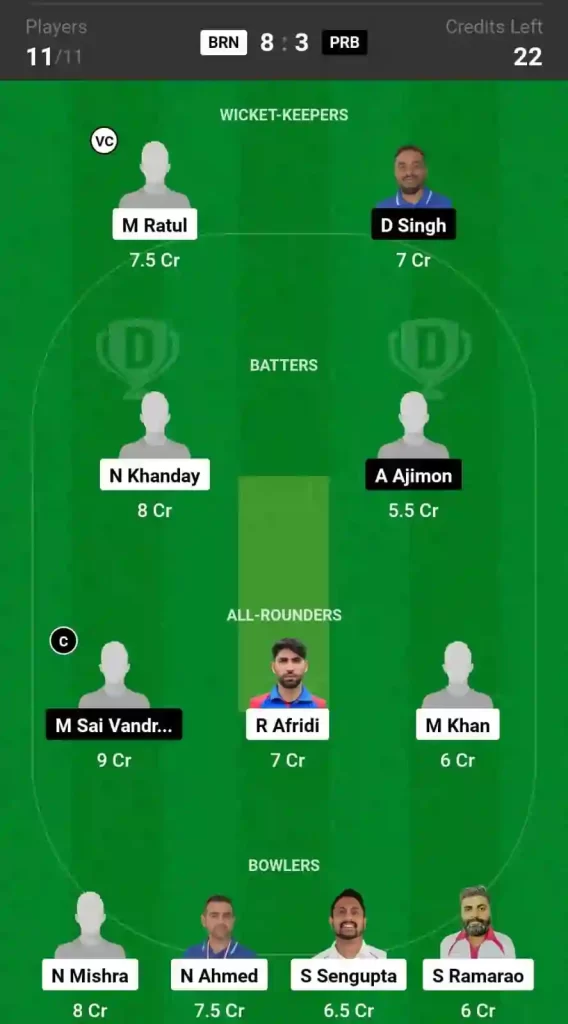 BRN vs PRB Dream11 Prediction, Pitch Report, and Player Stats, 31st Match, ECS T10 Czechia, 2024