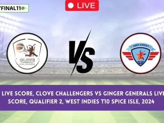 CC vs GG Live Score, Clove Challengers vs Ginger Generals Live Cricket Score, Qualifier 2, West Indies T10 Spice Isle, 2024 (2)