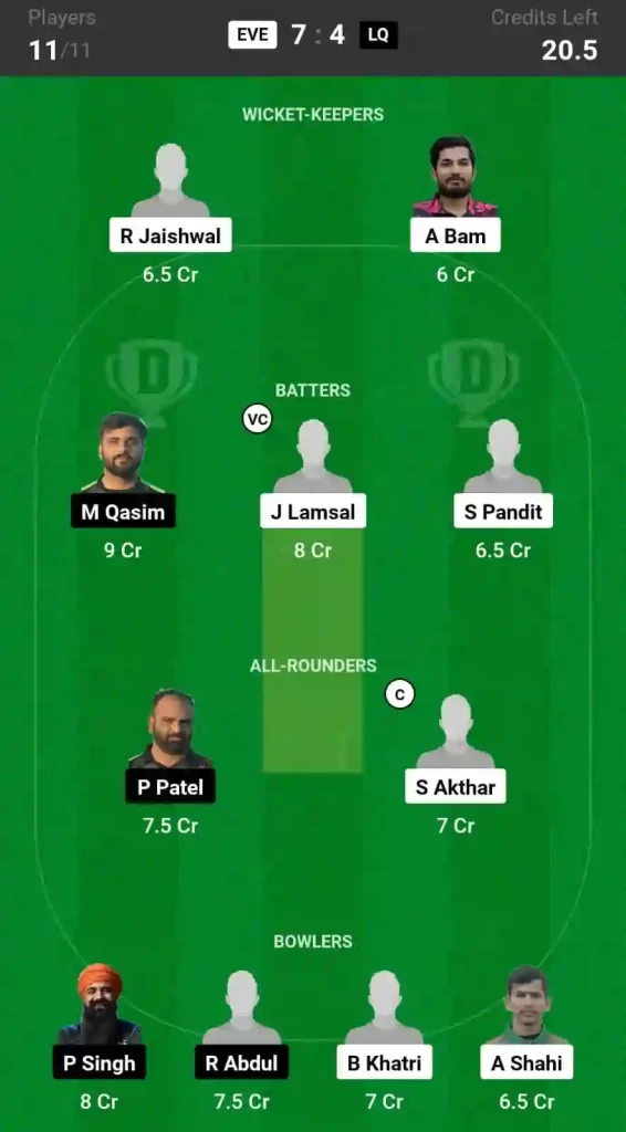 EVE vs LQ Dream11 Prediction, Pitch Report, and Player Stats, 6th Match, ECS T10 Cyprus, 2024