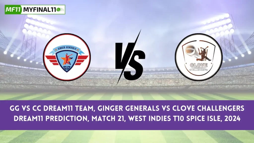 GG vs CC Dream11 Prediction Today Match: Find out the Dream11 team prediction for the Ginger Generals (GG) and Clove Challengers (CC)