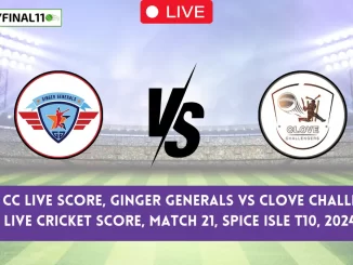 GG vs CC Live Score: The upcoming match between Ginger Generals (GG) vs Clove Challengers (CC) at the West Indies T10 Spice Isle, 2024