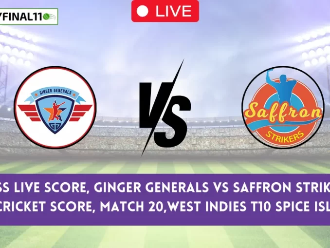 GG vs SS Live Score: The upcoming match between Ginger Generals (GG) vs Saffron Strikers (SS) at the West Indies T10 Spice Isle, 2024