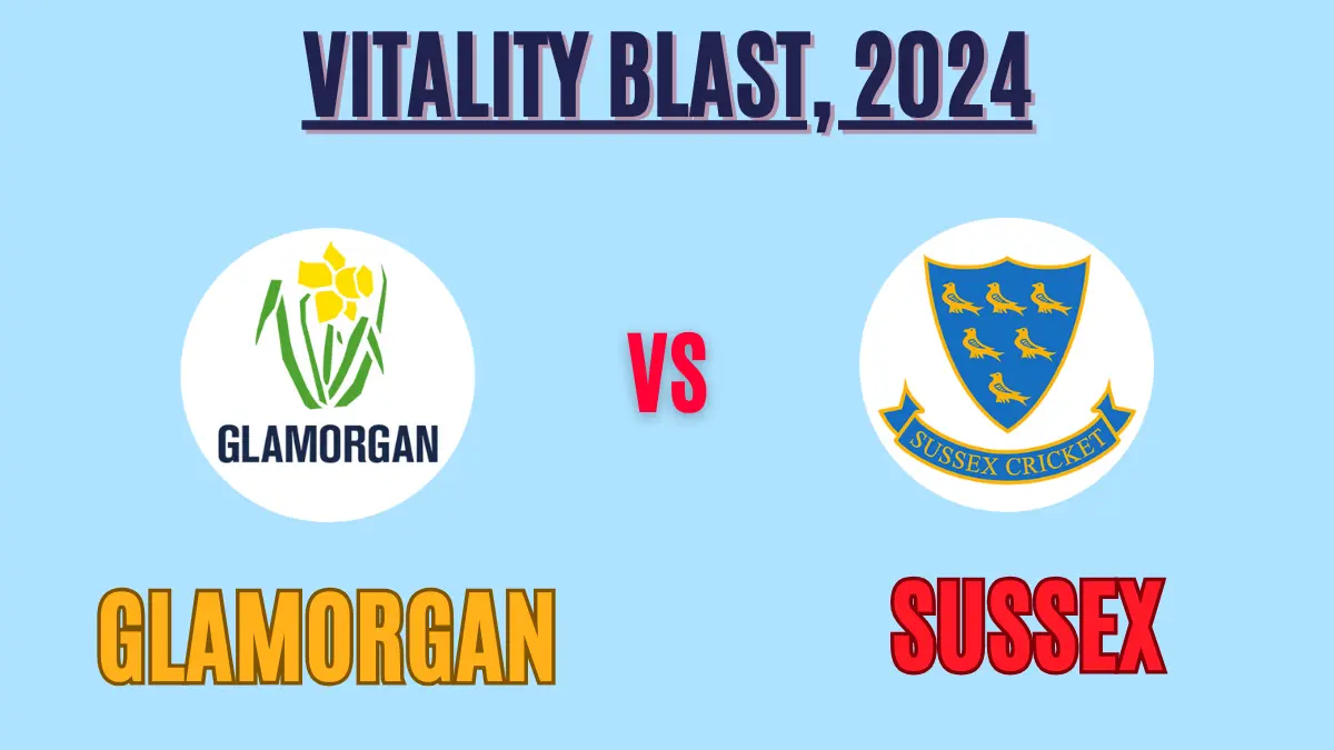 GLA vs SUS Player Battle/Record, Player Stats - Glamorgan (GLA) played vs Sussex (SUS) in Vitality Blast, 2024