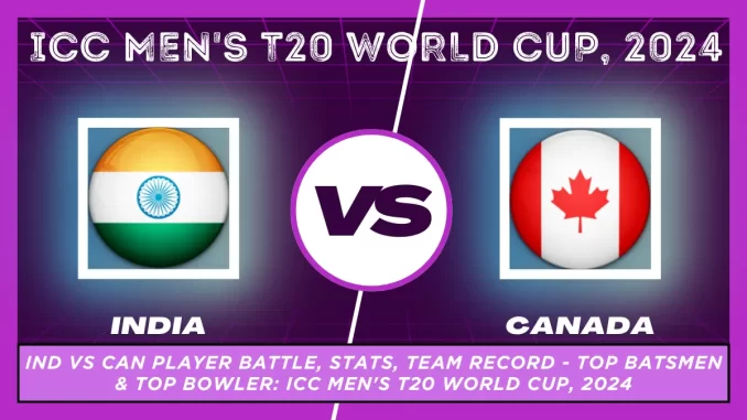 IND vs CAN Player Battle, Head to Head Team Stats, Team Record - ICC Men's T20 World Cup 2024