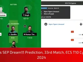 KTL vs SEP Dream11 Prediction, Pitch Report, and Player Stats, 33rd Match, ECS T10 Cyprus, 2024