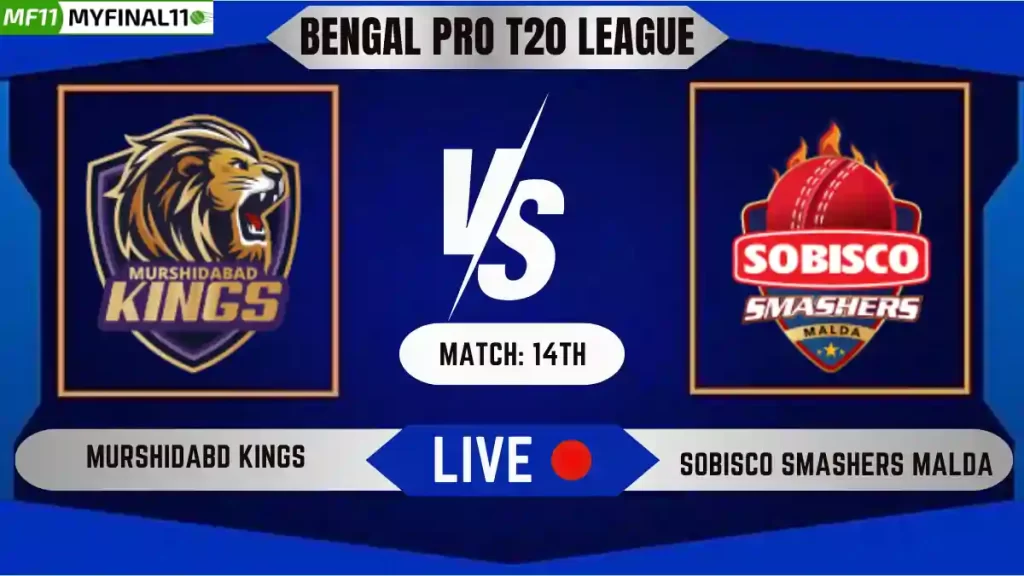 MK vs SSM Live Score, Bengal Pro T20 League, 2024, 14th Match, Murshidabad Kings vs Sobisco Smashers Malda Live Cricket Score & Commentary [18th June 2024]