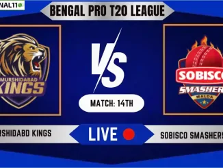 MK vs SSM Live Score, Bengal Pro T20 League, 2024, 14th Match, Murshidabad Kings vs Sobisco Smashers Malda Live Cricket Score & Commentary [18th June 2024]