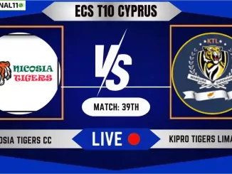 NCT vs KTL Live Score, ECS T10 Cyprus, 2024, Nicosia Tigers CC vs Kipro Tigers Limassol Live Cricket Score & Commentary - 39th Match