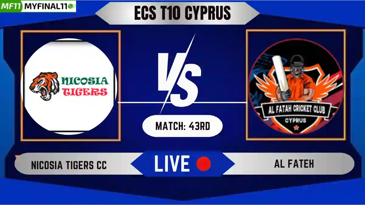 NCT vs AFT Live Score, ECS T10 Cyprus, 2024, Nicosia Tigers CC vs Al Fateh Live Cricket Score & Commentary - 43rd Match