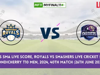 ROY vs SMA Live Score, Pondicherry T10 Men, 2024, 40th Match, Royals vs Smashers Live Cricket Score & Commentary [26th June 2024]