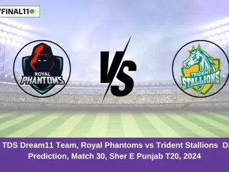 RPT vs TDS Dream11 Team, Royal Phantoms vs Trident Stallions Dream11 Prediction, Match 30, Sher E Punjab T20, 2024