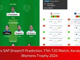 RUB vs SAP Dream11 Prediction, Pitch Report, and Player Stats, 17th Match, Kerala T20 Women Trophy, 2024