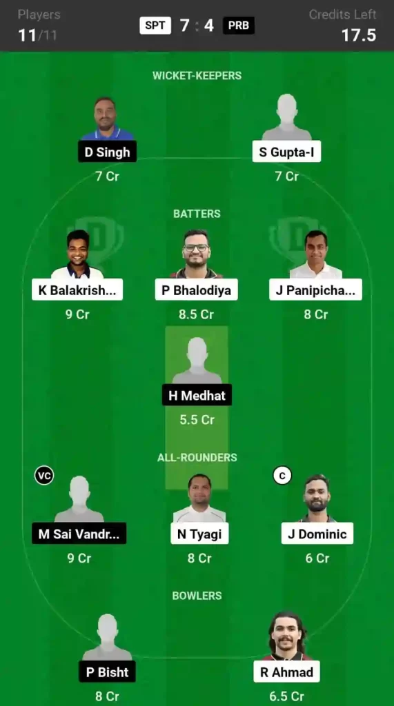 SPT vs PRB Dream11 Prediction, Pitch Report, and Player Stats, 27th Match, ECS T10 Czechia, 2024