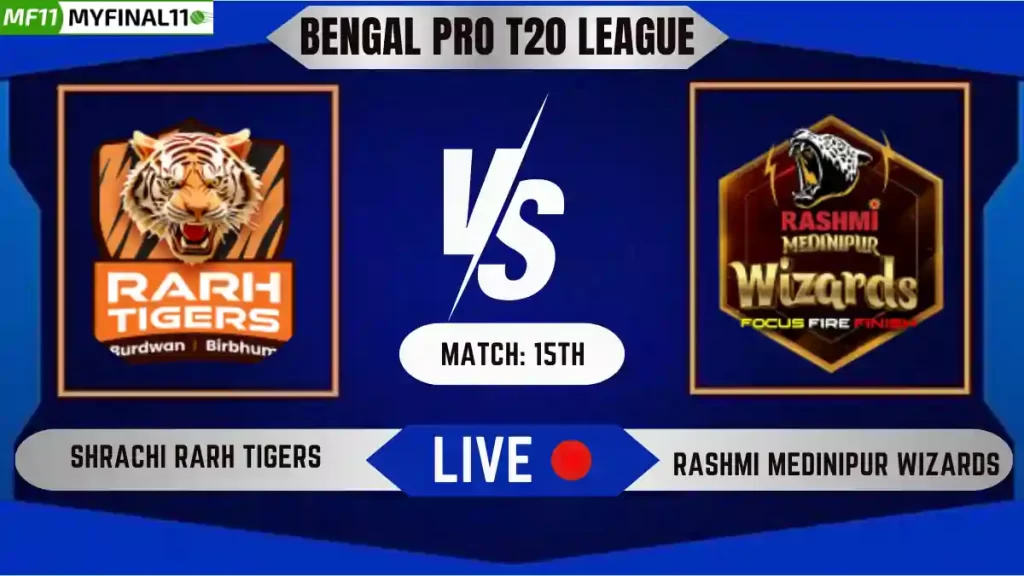SRT vs RMW Live Score, Bengal Pro T20 League, 2024, 15th Match, Shrachi Rarh Tigers vs Rashmi Medinipur Wizards Live Cricket Score & Commentary [18th June 2024]