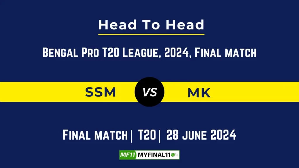 SSM vs MK Player Battle, Head to Head Team Stats, Team Record - Bengal Pro T20 League, 2024