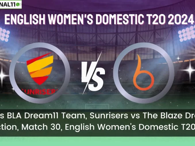 The 30th match of the English Women's Domestic T20 will be between Sunrisers (SUN) and The Blaze (BLA) at Lord's, London on 13th June 2024 at 6:45 PM