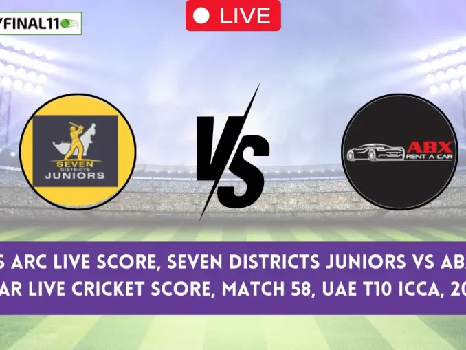 SVDJ vs ARC Live Score, Seven Districts Juniors vs ABX Rent a Car Live Cricket Score, Match 58, UAE T10 ICCA, 2024