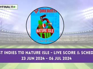 West Indies T10 Nature Isle Live Score, Matches, scorecard, results, points table 2024