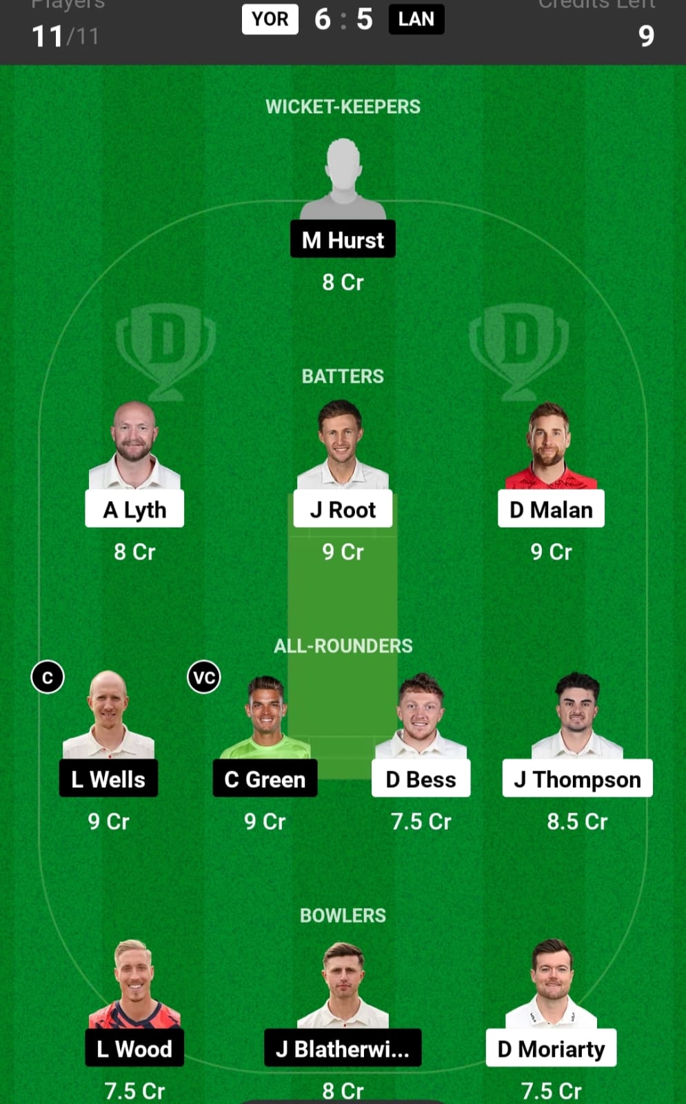 YOR vs LAN Dream11 Prediction Today Match - Small League & Grand League Dream11 team