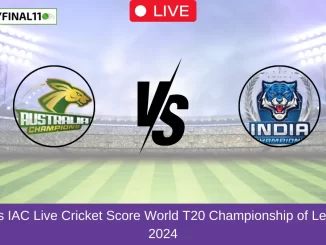 AAC vs IAC Live Cricket Score World T20 Championship of Legends, 2024