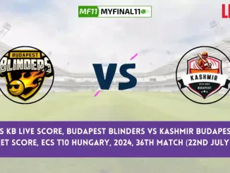 BUB vs KB Live Score, Scorecard, Budapest Blinders vs Kashmir Budapest - ECS T10 Hungary, 36th Match 2024