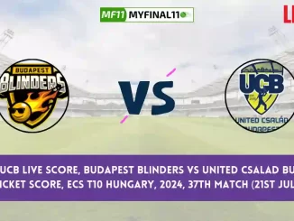 BUB vs UCB Live Score, Scorecard, Budapest Blinders vs United Csalad Budapest - ECS T10 Hungary, 37th Match 2024