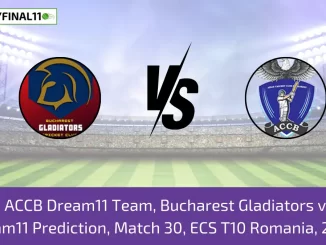 BUG vs ACCB Dream11 Team, Bucharest Gladiators vs ACCB Dream11 Prediction, Match 30, ECS T10 Romania, 2024