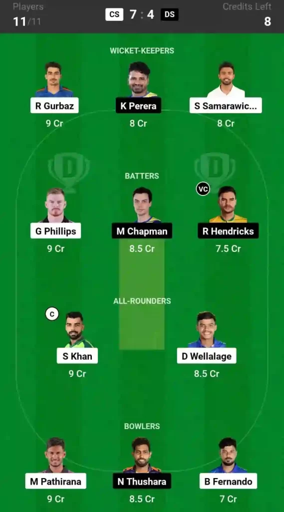 CS vs DS Dream11 Prediction Today LPL T20 Match, Pitch Report, and Player Stats 2024