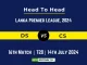 DS vs GM Player Battle Head to Head Player Stats/Record, Lanka Premier League, 2024 - 16th Match