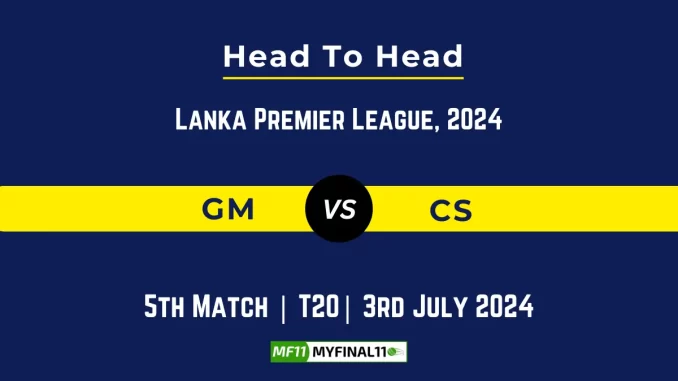 GM vs CS Player Battle, Head to Head Team Stats, Player Record - Lanka Premier League, 2024