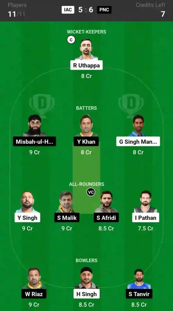 IAC vs PNC Dream11 Prediction Today 8th Match, Pitch Report, and Player Stats, World T20 Championship of Legends, 2024