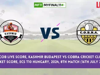 KB vs COB Live Score, Scorecard, Kashmir Budapest vs Cobra Cricket Club - Match 8, ECS T10 Hungary, 2024