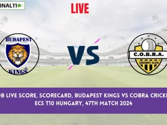 KB vs COB Live Score, Scorecard, Budapest Kings vs Cobra Cricket Club - ECS T10 Hungary, 47th Match 2024