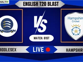 MID vs HAM Live Score, English T20 Blast 2024, 81st Match, Middlesex vs Hampshire Live Cricket Score & Commentary [6th July 2024]