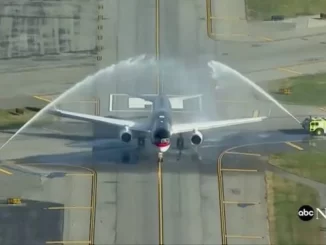 Team India victory parade: The plane carrying Team India was given a 'water salute' at the airport.