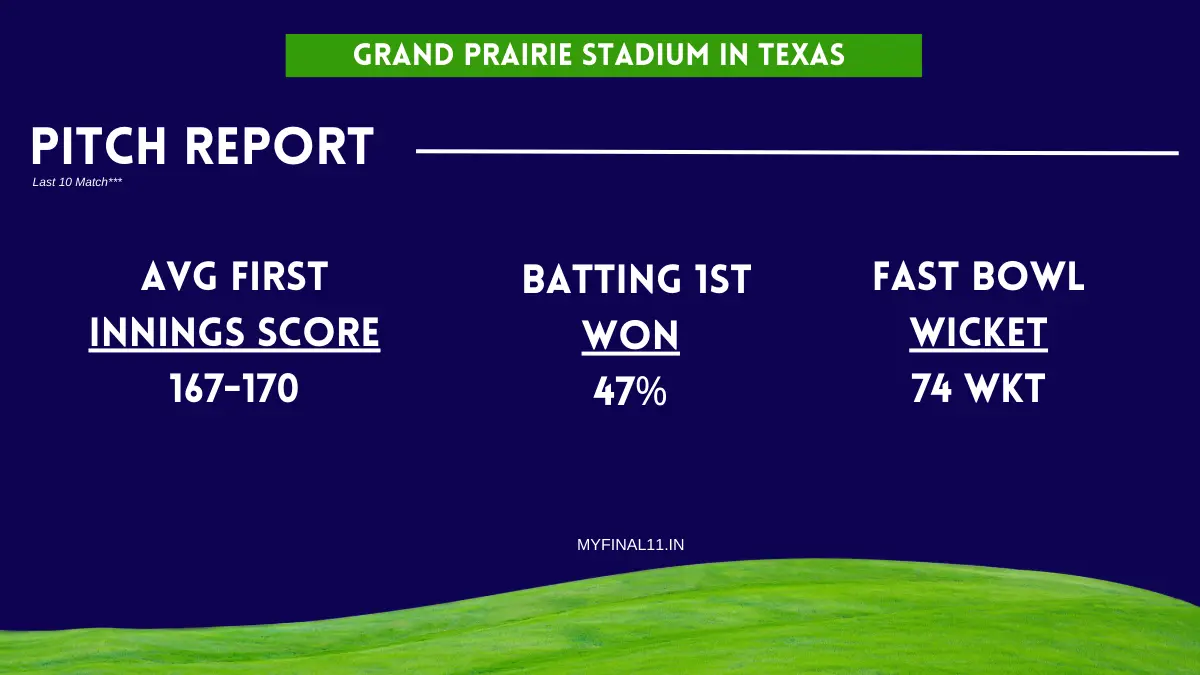 SEA vs WAS Pitch Report For Grand Prairie Stadium, Texas – USA T20 Cricket League 2024