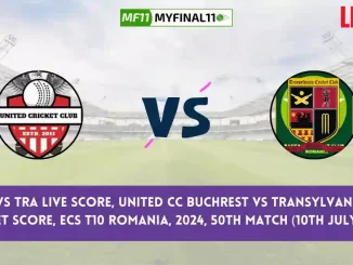 UCCB vs TRA Live Score, Scorecard, United CC Buchrest vs Transylvania - Match 50, ECS T10 Romania, 2024