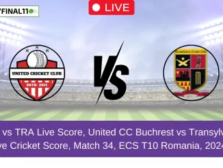 UCCB vs TRA Live Score, United CC Buchrest vs Transylvania Live Cricket Score, Match 34, ECS T10 Romania, 2024