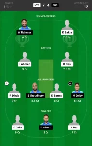 NYC vs SGC Dream11 Prediction Today: Match 9 Pitch Report, and Player Stats | Assam Men T20 Trophy, 2024