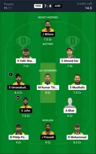 KRM vs AMB Dream11 Prediction Today: Match 23 Pitch Report, and Player Stats | KCC T10 Challengers Cup, 2024