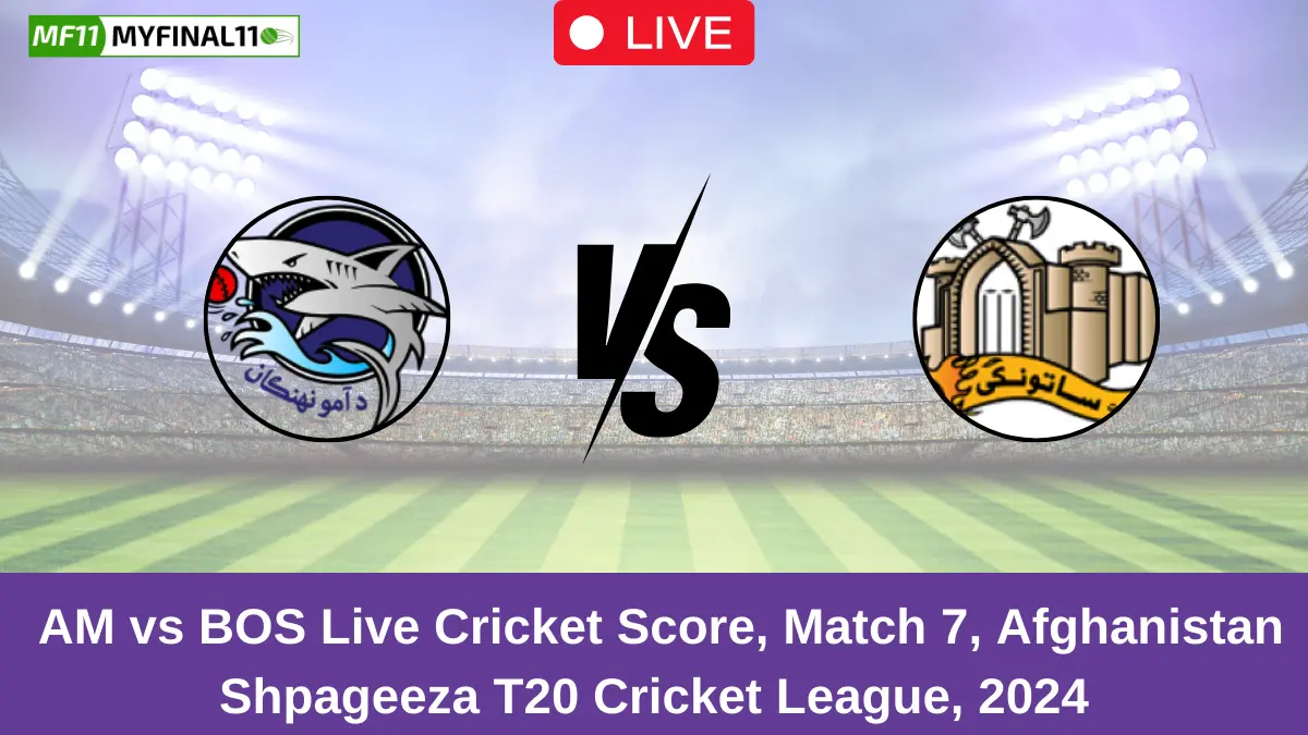 AM vs BOS Live Cricket Score, Match 7, Afghanistan Shpageeza T20 Cricket League, 2024