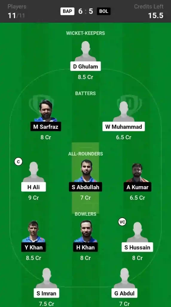 BAP vs BOL Dream11 Prediction Today: Match 29 Pitch Report, and Player Stats | ECS T10 Italy, 2024