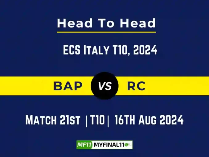 BAP vs RC Player Battle, Head to Head Team Stats, Player Record - ECS Italy T10, 2024