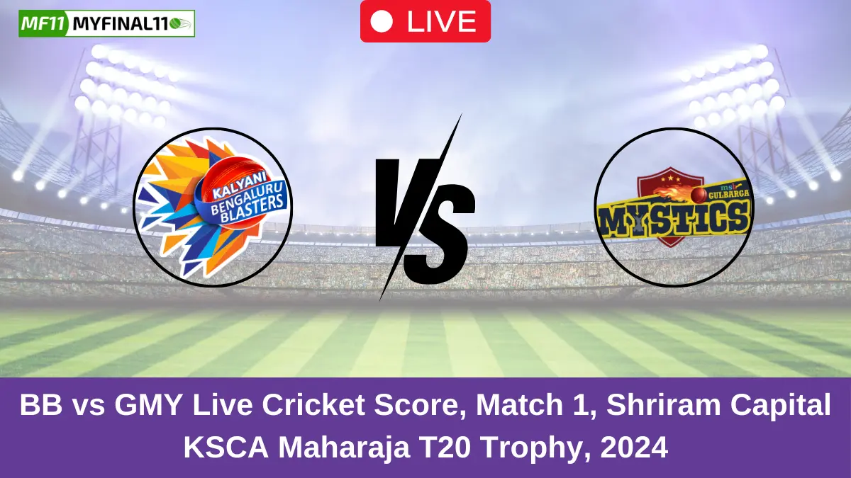 BB vs GMY Live Cricket Score, Match 1, Shriram Capital KSCA Maharaja T20 Trophy, 2024